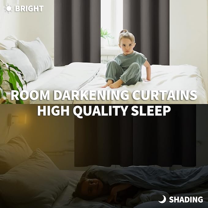 BGment Blackout Curtains for Bedroom - Grommet Thermal Insulated Room Darkening Curtains for Living Room, Set of 2 Panels (52 x 45 Inch, Grey)