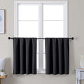 Simplebrand Ava Black Short 24 Inches Blackout Curtain 2 Panels Set, Half Window Rod Pocket Privacy Curtain Tiers for Kitchen, Curtains Blackout for Bathroom Shades, W30 x L24 Inch, Black