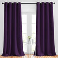 NICETOWN Insulated Curtains Blackout Draperies - Window Treatment Royal Purple Blackout Eyelet Top Curtains/Panels for Bedroom/Living Room Window, 95 inches Long, 2 Panel Set