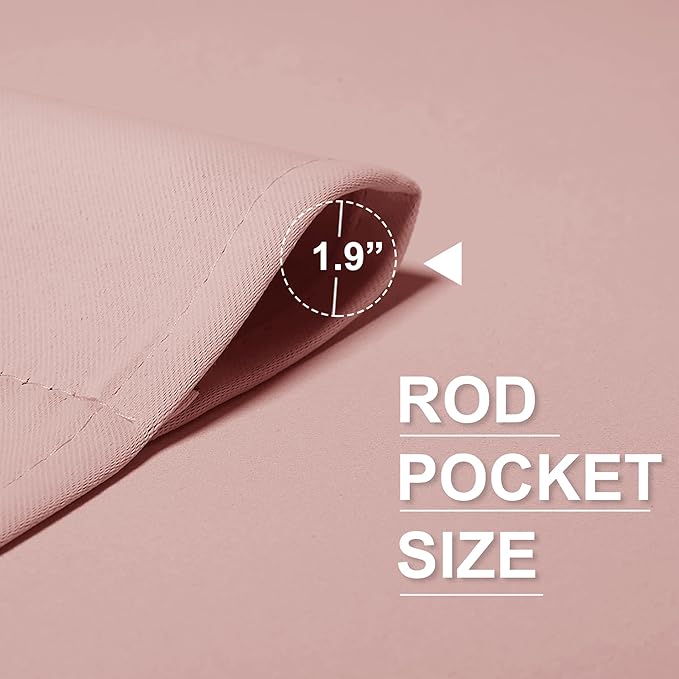 RYB HOME Blackout Curtains for Bedroom Living Room 63 inches Long, Thermal Insulated Privacy Rod Pocket Drapes for Nursery Office Home Theater, Width 42 by Length 63, Peach Blush, 2 Panels