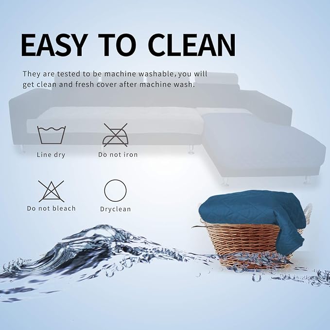 Easy-Going Sectional Couch Covers for Dogs L Shape Sofa Cover Reversible Sofa Slipcover Chaise Lounge Cover Furniture Protector Cover for Pets Dog Cat (42 x 52 inches, Peacock Blue/Peacock Blue)