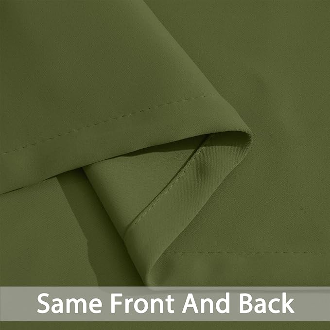 Yakamok Olive Green Curtains 84 Inches Length Blackout Curtain for Bedroom-Green Room Darkening Thermal Insulated Grommet Drapes for Living Room, 62W x 84L,2 Panels