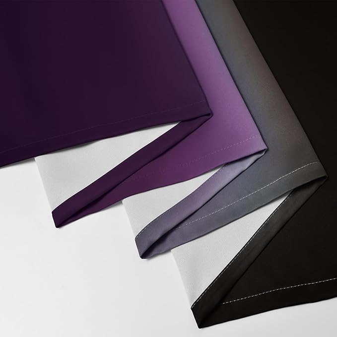 Yakamok Blackout Ombre Purple and Black Curtains for Bedroom, Gradient Room Darkening Curtains, Grommet Thermal Insulated Light Blocking Window Drapes/Curtain for Living Room,52 x 54 Inch,2 Panels