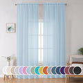 OWENIE Sheer Curtains 96 inches Long for Bedroom Living Room, Solid Light Filtering Fimly Sheer Curtains with Rod Pocket Top, Soft Sheer Long Curtains, Each 42Wx96L inch, Sky Blue