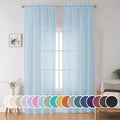 OWENIE Sky Blue Sheer Curtains 90 Inches Long for Bedroom Living Room 2 Panels Set, Light Filtering Voile Light Blue Sheer Curtain, Airy Rod Pocket Farmhouse Curtains, 42Wx90L, Sky Blue