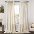 Nanspring Warm Beige Linen Curtains 108 Inches Long for Living Room Bedroom 2 Panels Set Extra Long Back Tab Curtain Light Filtering Sheer Drapes Floor to Ceiling Curtain for Large Windows 52x108
