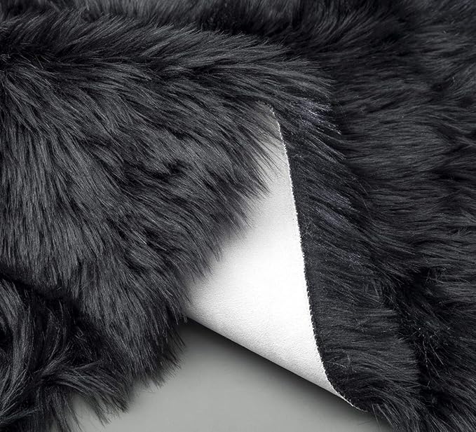 Ciicool Ultra Soft Faux Sheepskin Fur Rug Fluffy Rug for Bedroom Fuzzy Carpet for Living Room Kid's Room Nursery Decor, Black 2 x 6 Feet