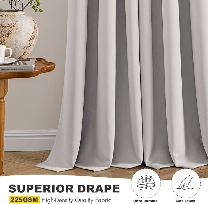 MIULEE Cobblestone Blackout Curtains for Bedroom Living Room 63 Inches Long 2 Panels, Thermal Insulated Room Darkening Drapes Solid Grommet Noise Reduction Light Blocking Window Treatments 40x63 Inch