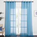 NICETOWN Living Room Sheer Curtains 96 inch Length, Grommet Airy Voile Sheer Curtains and Drapes Casual Light Filtering Window Treatments for Bedroom, Turquoise, 2 Panels=108 inch Wide
