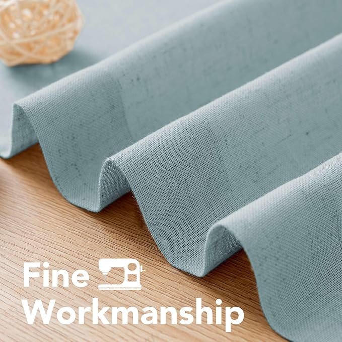 H.VERSAILTEX Living Room Linen Curtains - Semi Sheer, Nickel Grommet, Energy Saving, Light Filtering Window Treatments - Cloud Blue, 2 Panels, 52 x 54 Inch
