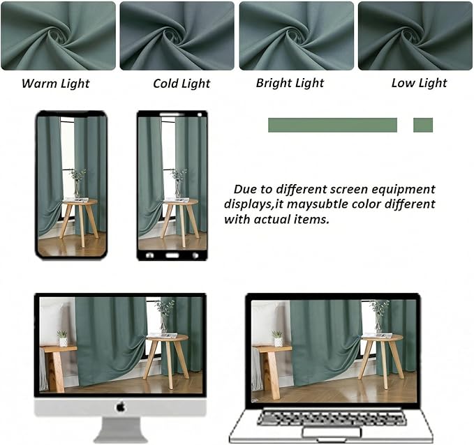 Simplebrand Blackout Extra 10ft Curtains for Patio 120 Inches Long 2 Panels Set, Solid Thermal Insulated Energy Saving Rod Pocket Window Treatment Curtains Blackout Drapes, 50" Wx120 L, Dark Green