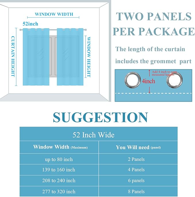 Estelar Textiler Teal and Brown Blackout Curtains 54 Inch Length, Light Blocking Gradient Grommet Drapes for Living Room, Thermal Insulated Ombre Curtains for Bathroom,52Wx54L,2 Panels