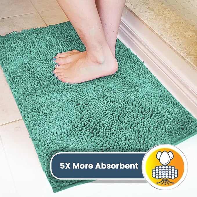 Muddy Mat® | Super Absorbent Door Mat Indoor, Microfiber Quick Dry Chenille Entryway Rug, Non-Slip Front Door Mat, Indoor Mats for Entryway, Machine Washable Pet Rug, Seafoam Green 24" x 96"