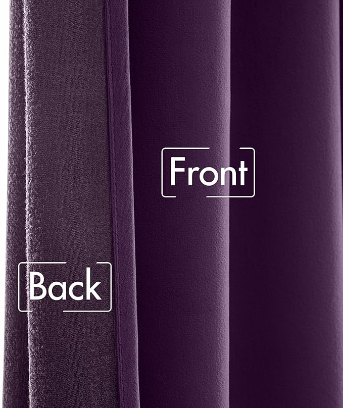MIULEE Purple Velvet Curtains 90 inches - Luxury Blackout Curtains for Bedroom Living Room Thermal Insulated Super Soft Window Drapes Rod Pocket & Back Tab, W52 x L90 inches, 2 Panels
