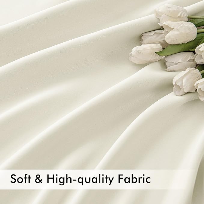 MIULEE Cream Back Tab Blackout Curtains 63 Inch Length 2 Panels Set for Living Room Bedroom Privacy, Rod Pocket/Pinch Pleat Thermal Insulated Room Darkening Pleated Light Blocking Drapes
