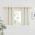 NICETOWN Natural Linen Kitchen Window Curtains Over Sink, Grommet Thick Linen Burlap Short Window Treatments Privacy Assured with Light Filtering for Bedroom/Bathroom, W34 x L36, 2 Panels