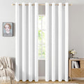 MIULEE 100% Blackout Linen Textured Curtains for Bedroom Solid Thermal Insulated Bright White Grommet Room Darkening Curtains & Drapes Luxury Decor for Living Room Nursery 52 x 96 Inch (2 Panels)
