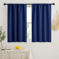 RYB HOME Short Blackout Curtains for Bedroom, Room Darkening Insulated Summer Heat Light UV Blocking Energy Saving Drapes for Nursery, Width 34 by Length 45, Marine Blue, Set of 2