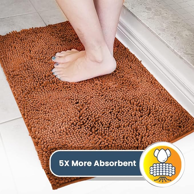 Muddy Mat® | Super Absorbent Door Mat Indoor, Microfiber Quick Dry Chenille Entryway Rug, Non-Slip Front Door Mat, Indoor Mats for Entryway, Machine Washable Pet Rug, Orange 24"x36"