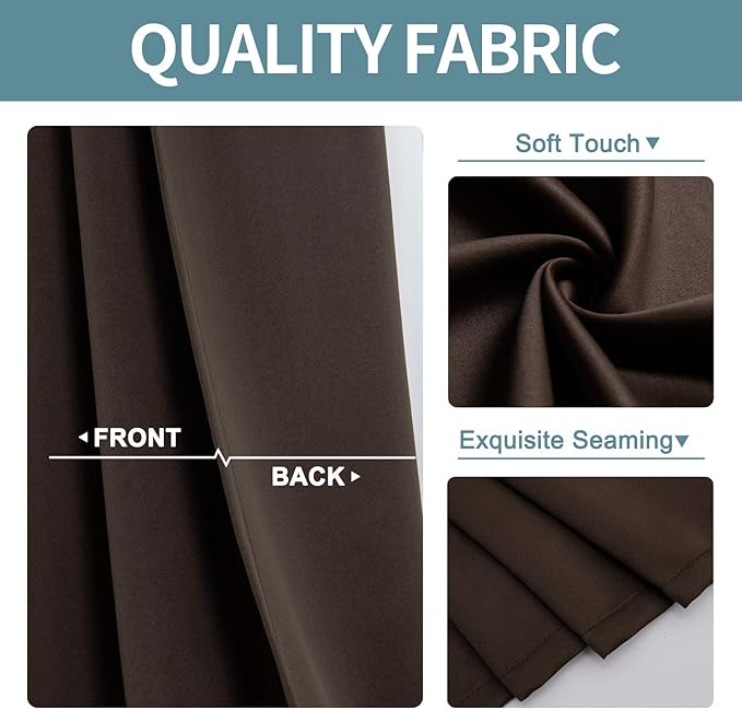 ChrisDowa Blackout Curtains 120 Inches Long 2 Panels Set for Living Room, Grommet Thermal Insulated Room Darkening Curtains for Bedroom (Brown, 52 x 120 Inch)