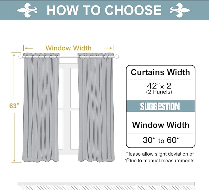 ChrisDowa Grommet Blackout Curtains for Bedroom and Living Room - 2 Panels Set Thermal Insulated Room Darkening Curtains (Stone Blue, 42W x 63L)