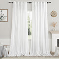 Nanspring White Linen Curtains 96 inches Long for Bedroom Back Tab Light Filtering Privacy Sheer Curtains Modern Farmhouse Coastal Decor White Cotton Textured Gauze Curtain 2 Panel Set 70x96