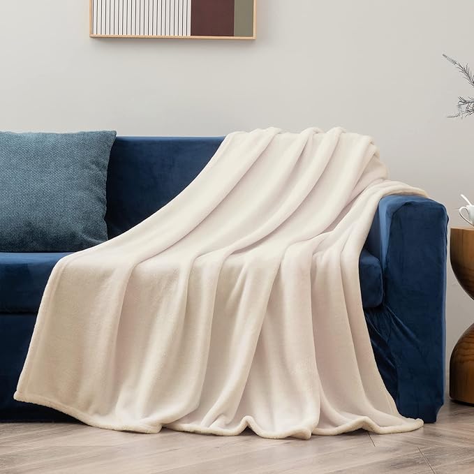 BEDELITE Fleece Blanket Twin Size Beige Throw Blankets for Couch & Bed, Luxury Plush Cozy Fuzzy Blanket 60x80 inches, Super Soft Warm Lightweight Throw Blanket for Travel Camping
