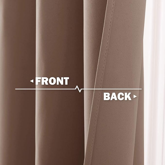 NICETOWN Short Curtains Blackout Curtains - Thermal Insulated Kitchen Light Reducing Drapes for Half/Nursery Window (1 Pair, 42W by 36L + 1.2 inches Header, Cappuccino)