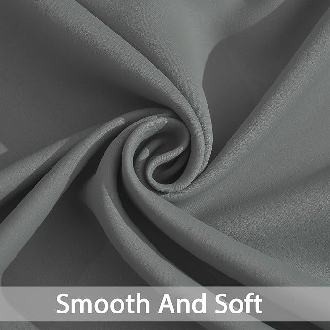 Yakamok Gray Blackout Curtain Panels 84 inches - Light Reducing Thermal Insulated Solid Grommet Blackout Curtains/Panels/Drapes for Living Room 1 Panel, 52 inches by 84 Inch, Grey