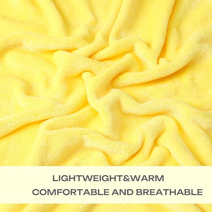 JIAHANNHA Fleece Blanket Queen Size Yellow 90 by 90 Inches Throw Blankets for Bed Sofa Couch 280GSM,Super Soft Cozy and Luxury Bed Blanket for All Season