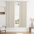 Guken 100% Blackout Linen Curtains 63 Inch Length 2 Panels Set for Living Room Bedroom Back Tab Thermal Insulated Black Out Drapes Room Darkening Farmhouse Style for Bedroom Window Curtains 52x63