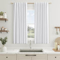Guken White 100% Blackout Linen Curtains 54 Inch Length 2 Panels Set for Living Room Bedroom Back Tab Thermal Insulated Black Out Linen Drapes Room Darkening Window Curtains