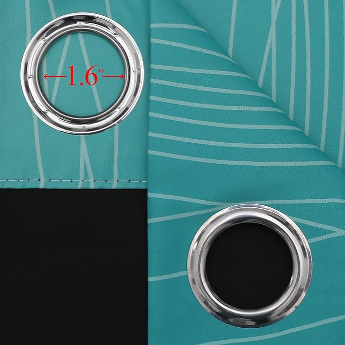 Estelar Textiler Teal and Greyish White Room Darkening Blackout Curtains 84 Inches Long for Living Room, Thermal Insulated Ombre Light Blocking Grommet Blackout Drapes for Bedroom, 42Wx84L, 2 Panels
