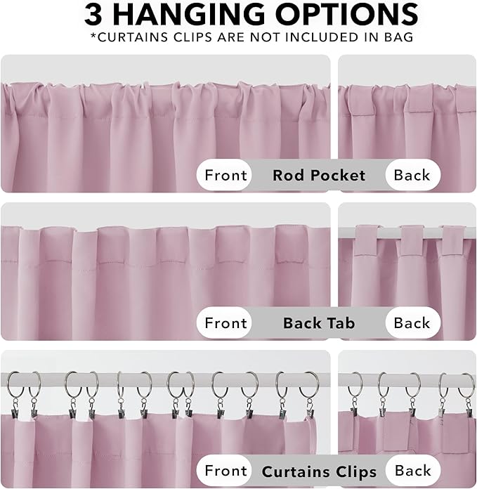 Deconovo Blackout Curtains, Thermal Insulated, W52 x L95 2 Panels, Back Tab, Machine Washable, Room-Darkening Drapes for Bedroom/Living Room Lavender