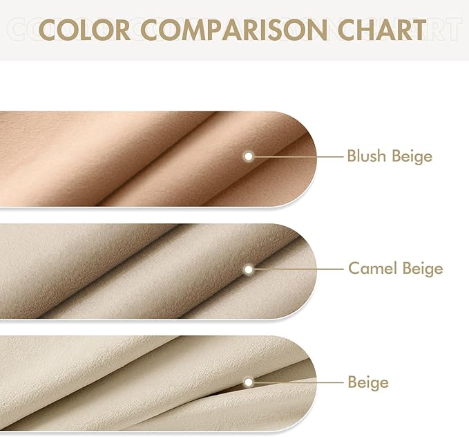 MIULEE Velvet Curtains Blush Beige Elegant Grommet Thermal Insulated Soundproof Room Darkening Curtains/Drapes for Classical Living Room Bedroom Decor 52 x 108 Inch Set of 2