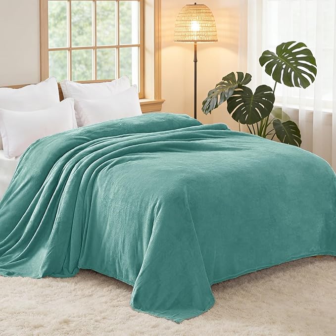 Exclusivo Mezcla Fleece Blanket Twin Size for Bed, Super Soft and Warm, All Season, Cozy, Plush, Lightweight, 90x66 Inches, Celadon