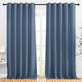 NICETOWN Bedroom Blackout 110 inch Curtains for Sliding Glass Door, Grommet Thermal Insulated Solid Window Treatments Sound Reducing for Living Room, W66 x L110, Stone Blue, Set of 2