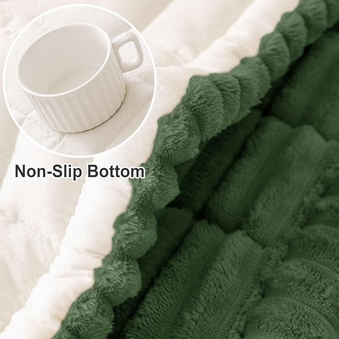 hyha Couch Covers for Dogs Washable, Non Slip Plush Dog Sofa Protectors, Fuzzy Pet Couch Covers for 3 Cushion Sofa Pet Friendly (Dark Green, 27.6" x 47")