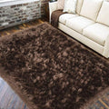 LOCHAS Soft Fluffy Faux Fur Rugs for Bedroom Bedside Rug 3x5 Feet, Washable, Furry Sheepskin Area Rug for Living Room Girls Room, Luxury Shag Carpet Home Decor, Brown