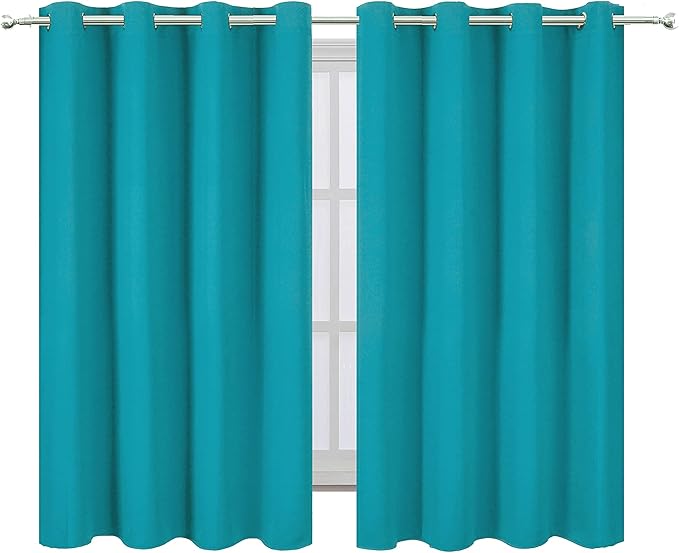 LEMOMO Teal Thermal Blackout Curtains/52 x 54 Inch/Set of 2 Panels Room Darkening Curtains for Bedroom
