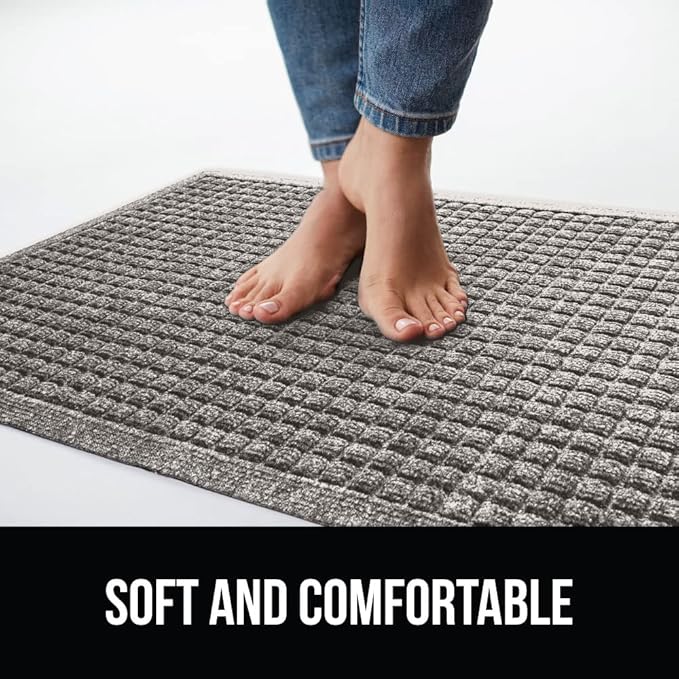 GORILLA GRIP® Ultra Absorbent Front Door Mat Outside Entrance, 72x24, Traps Dirt and Moisture, HydroABSORB Indoor Outdoor Doormat Holds 2.75 Cups Water, Stain and Fade Resistant Welcome Mat, Charcoal