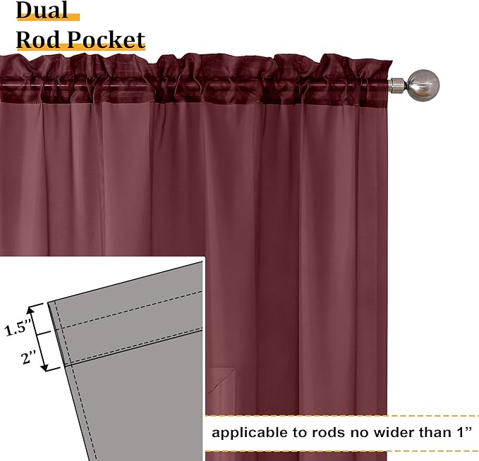 Aiyufeng Sheer Curtains Burgundy Red - Fabric Vertical Window Shades for Sliding Glass Door Balcony Terrace Sun Room Beach Pool House, 40 x 63 inches, 1 Pair
