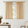 Tan Linen Curtains for Living Room Back Tab Modern Farmhouse Semi Sheer Tan Linen Curtains 45 inches Long 2 Panels Set Muted Neutral Window Curtain for Dining Room Bedroom 52x45