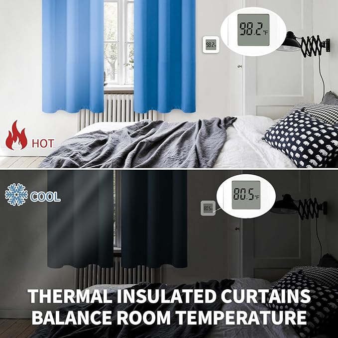 BGment Room Darkening Curtains 72 Inches Long - Grommet Thermal Insulated Drapes Window Treatment Curtains for Bedroom, 2 Panels, 52 x 72 Inch, Classic Blue