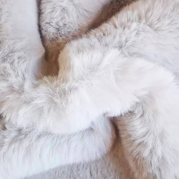 Ghouse Grey 8x10 Area Rug Fluffy Faux Rabbit Fur Grey Rug Plush Shag Fuzzy Rug for Living Room Bedroom, Playing Room, Nursery Room
