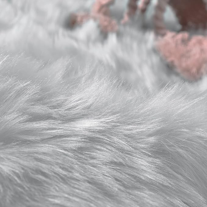 Goolela Grey Fluffy Fuzzy Furry Runner Rug 2x6 for Bedroom Bedside Faux Sheepskin Fur Shaggy Soft Plush Sheepskin