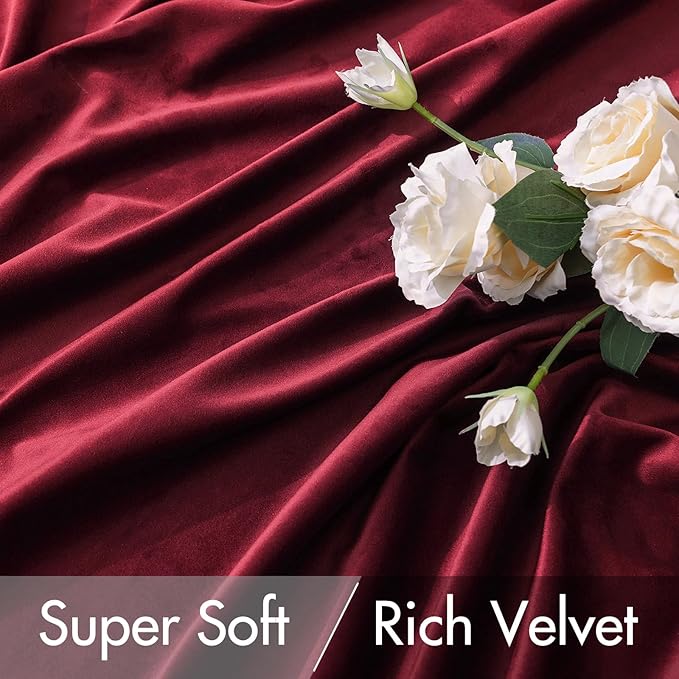 MIULEE Velvet Curtains 96 inches 2 Panels - Luxury Blackout Curtains for Bedroom Living Room Thermal Insulated Super Soft Christmas Window Drapes Rod Pocket & Back Tab, Burgundy Red, W52 x L96 inches