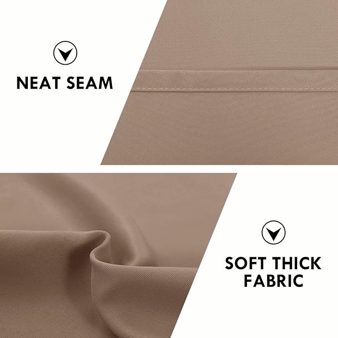 DWCN Blackout Curtains for Living Room Thermal Insulated, Energy Saving & Noise Reducing Bedroom Curtains, Khaki, W 52x L 36 Inch, Set of 2 Rod Pocket Curtain Panels