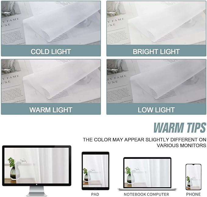 White Sheer Curtains 120 Inches Long 2 Panels, Extra Long Light Filtering Modern Window Curtains for Sliding Glass Door, Rod Pocket Voile Drapes for Living Room Bedroom, 2x42Wx120L Inches