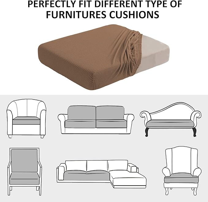 Water Resistant Couch Cushion Covers Stretch Sofa Seat Slipcover for Pets, Thick RV Dinette Cushion Covers Sofa Protector, Washable (Small, Coffee)